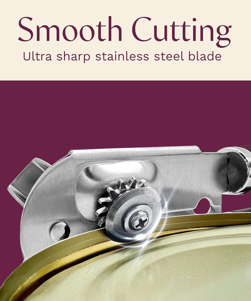 Graceliving Premium Multifunction Magnetic Manual Can Opener and Bottle Opener, Heavy Duty Stainless Steel Sharp Cutting Blade and Oversized Easy Turn Knob, Soft-Touch Handle, Kitchen Use, Mauve - Image 5